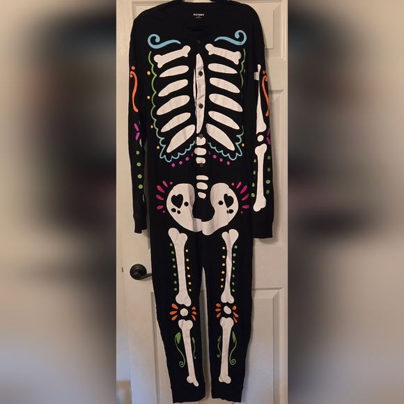 Old Navy Other - Old Navy Halloween Skeleton Dia Des Los Muertos Onesie Pajamas Size Med